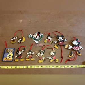 Vintage Disney Mickey Minnie Mouse Wood Ornament Collection Lot
